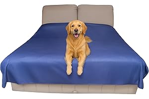 SILLY LEGACY Wasserdichte Bettschutzauflage (doppel, 244 x 208 cm; blau) – Weiche, dünne und beidseitig verwendbare Decke für Hunde, Katzen, andere Haustiere; Inkontinenz, Urin, Schmutz, Tierhaare, Speichel