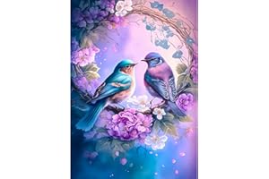 MXJSUA Fleurs Deux Tourtereaux DIY Diamond Painting Kits，Diamond Painting Complet，Diamond Art Painting，Painting Diamant Pour La Décoration Murale De La Maison 30x40cm