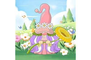 NAIMOER Cute Gnome Diamond Painting Kits for Adults, Full Drill Dwarfs and Flowers Diamond Painting Kits, DIY 5D Gnome Diamond Dots Garden Diamond Art Kits for Home Decor 30X30cm