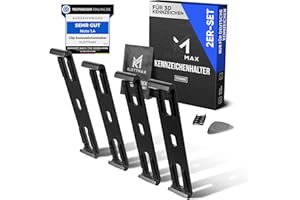 ‎KLETTMAX KLETTMAX® ORIGINAL - Rahmenlose Clip Kennzeichenhalter - Nummernschildhalter - unsichtbar und wetterfest - Nummernschildhalterung für jedes KFZ - Nur für Deutschland! (Schwarz für 3D Kennezichen)