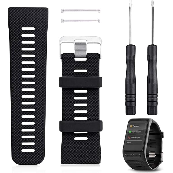 Ersatzarmband Für Garmin Vivoactive HR – Schwarz, Silikon Mit Edelstahlschnalle