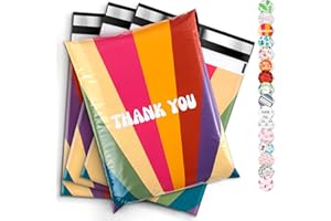WANXIDA Enveloppes plastiques d’expédition,100 pièces Sacs d'expédition Auto-adhésifs, Emballage Sacs de Courrier Résistant à la Déchirure Imperméable de Vêtements d'expédition Emballage (Arc en Ciel Rétro)