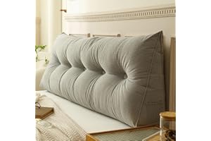 MONDEX Rückenkissen Bett, Lesekissen für Bett und Sofa, Lang Keilkissen mit Waschbarem Bezug, Groß Rückenpolster für die Wand, Sitzkissen, Wandkissen, Ideal zum Anlehnen im Bett,Grau,180x50x20cm