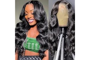 YLEGANT Parrucca Donna Capelli Veri Umani 13x4 Body Wave Lace Frontal Wigs Parrucche Capelli Veri Donna Frontal Wigs Human Hair Parrucca Capelli Umani Colore Nero Naturale 24 Pollici (60cm)