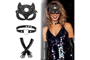 OHSN Catwoman Maske Damen 3pcs Catwoman Maske Cat Mask Katzenmaske Damen Sexy Katzen Maske Cat Women Mask Catwoman Catwoman Kostüm Damen Ideal für Dates Partys Festivals und Mehr