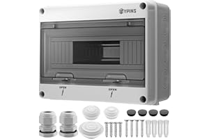 EYPINS Coffret Électrique 12 Modules IP65 Étanche ABS avec Terminaux Rails Intégrés et Porte Transparente pour Intérieur Extérieur