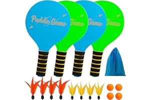 U&C Planet Raquetas de bádminton para niños Beach Bat&Ball Juego de pádel para niños Pádel de Madera