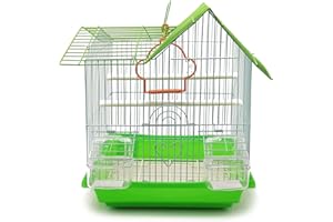 BPS BUENA PET SHOP BPS BPS-1164 Bird Cage Metal with Feeder Drinker Swing Jumper Colour Bucket 30 x 23 x 39 cm Pink
