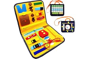 GOUJFOL Tablero Montessori, Paneles Ocupado Sensoriales Montessori Juguetes Niños, Fieltro Busy Board Tabla Sensorial Juegos Educativos, Regalo Bebe Aprende Motricidad Fina para Niños de 1 2 3 4 5 años