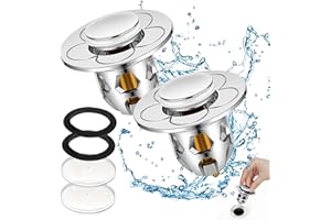 DEWFIGS ㅤ 2-częściowy uniwersalny korek spustowy Pop-Up z filtrem zapobiegającym blokowaniu i systemem ciągowym, z wytrzymałej miedzianej wody do zlewozmywaków kuchennych i łazienkowych, kompatybilny z otworami