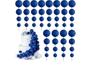 BOUBONI 48 Pz Palline Cake Topper Decorazioni Schiuma Cupcake Topper Palline Decorazioni per Torta Compleanno per Feste di Compleanno Matrimonio Anniversario (Blu Reale)