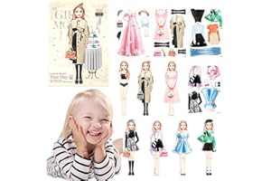 DIFLAX Adesivi Magnetici per Vestire Bambole per Ragazze Set di Bambole Magnetiche da Vestire Bambola di Carta Magnetica per Vestire la Principessa Divertente Finta e Gioca Regalo per Ragazza