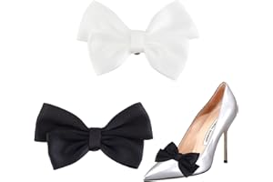 CHGCRAFT 2 Paires Noir Blanc Arc Chaussures Clips Ruban Chaussures Amovibles Boucle Noeud Polyester Boucle de Chaussure pour Bouquet de Mariage Robe Chapeau Chaussures, Longueur 69.5-75mm