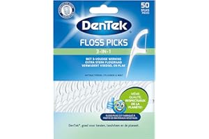DenTek - 50 Bâtonnets de Fil Dentaire 3-en-1 - Cure-Dents Interdentaires - Fabriqués à Partir de Matières Végétales - Floss Picks - RRFP001NL