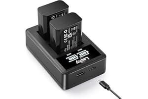 Lachy Paquete de 2 baterías NP-FW50 de 1200 mAh con cargador dual para Sony Alpha A6000, A6400, A6300, A6500, A7, A7II, A7RII, A7SII, A7S, A7R2, A5000, NEX-3, NEX-3N, NEX-6