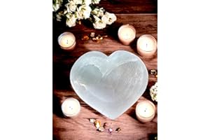 4All Cuenco de selenita con forma de corazón de carga hecho a mano, cristal blanco natural, energía espiritual, limpieza para aliviar la meditación, decoración del hogar, regalo, 10 cm