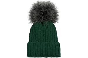 styleBREAKER Cuffia con Pompon Lavorato a Maglia Unisex con Fodera in Pile e Motivo Intrecciato, Berretto con Pompon in Pelliccia Sintetica Invernale, Made in Polen 04024171