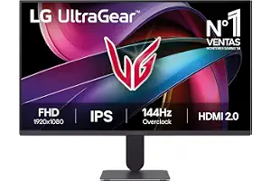 LG Monitor Gaming Ultragear 24G411A-B - 24'', IPS, 144Hz, 1 ms, Morado | FHD (1920 x 1080), Panel IPS, 144 (O/C) Hz, 5ms, HDR10, FreeSync, Crosshair, FPS Counter, Black Stabilizer, NVIDIA G-Sync