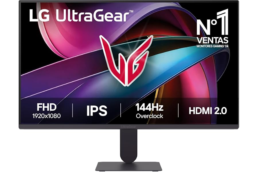 LG 24G411A-B - Monitor Gaming Ultragear 23,8", IPS Full HD, 16:9, 144Hz, 1ms, G-Sync y FreeSync, HDR10, Pivotable, Altura Aju