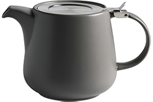 ‎MAXWELL & WILLIAMS Maxwell & Williams AY0297 Teekanne Dunkelgrau 1200 ml, Serie Tint - Porzellan, Edelstahl klassisch - Sieb