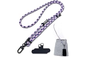 xiaoxiaozhijia Uniwersalna smycz do telefonu komórkowego, regulowana smycz do telefonu, zdejmowana smycz na telefon komórkowy, pasuje do wszystkich etui (różowy fioletowy)