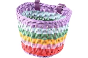 FADCAER Kids Bicycle Basket Rainbow Bike Basket Cute Bicycle Handlebar Basket Cycling Baskets Front Basket with Straps Bike Accessories for Boys Girls Bicycle Trike Scooter Balance Bike