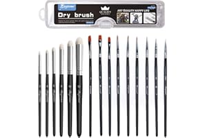 Zyluniy Set di pennello a secco da 15 pezzi, 6 a secco e 9 per dettagli sottili, in miniatura, set di modellismo Warhammer 40K in acrilico (15 pezzi)