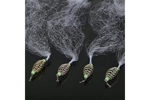 Naroote Rete da Pesca, Durevole Attrezzatura da Pesca Accessorio Materiale plastico Maglia in Acciaio Inossidabile Connettore a Molla con Perline Luminose per Pesca Notturna(12#)