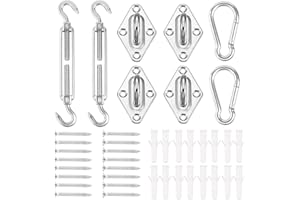 SanGlory Kit de Fixation Voile d'ombrage Triangulaire, Carré et Rectangle Acier Inoxydable 304 Kit Accessoires de Fixation pour Toile d'ombrage, Kit de Montage pour Voile Solaire d'ombrage (8pcs Set)