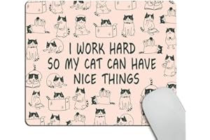 Wasach Mouse Pad Mousepad Cat Mouse Pad Funny Coworker Gift Office Supplies Cat Lover Gift Pink Office Desk Accessories Cubicle Decor Peach Cute - I Work Hard So My Cat Can Have Nice Things