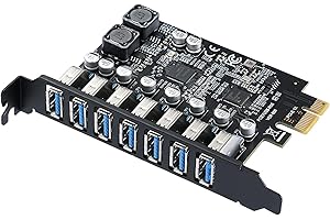 YABOANG Tarjeta de Expansión de 7 Puertos USB 3.0 PCI Express, Conector de Tarjeta PCIe USB 3.2 (USB 3.1) Gen1 Card Hub Interno Conecta 7 Dispositivos para Windows 11/10/8/7/Vista/XP