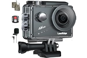 LeadEdge Action Cam 4K 20MP EIS Anti-Shake Externes Mikrofon 2.0 IPS LCD WiFi 170 ° Weitwinkel Tauchen 40M Wasserdichter Unterwasserkamera Helmkamera (2.4G Fernbedienung, 2x1050mAh)…
