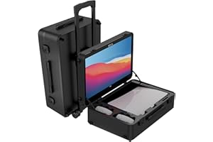 POGA Lux Black - Custodia da gioco (compatibile con PlayStation 5), valigia da viaggio con monitor da gioco AOC da 24'' e carrello - Nero