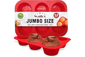 Walfos Set di stampi per muffin in silicone Texas – 6 tazze Jumbo silicone muffin, silicone antiaderente, facile da sbloccare. Perfetto per muffin, Big Cupcake, senza BPA e lavabile in lavastoviglie,