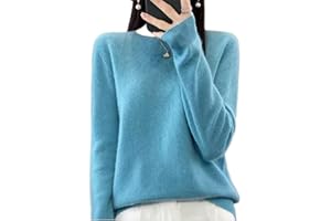 Générique Pulls en Cachemire pour Femmes, Hauts en Laine Douce à Manches Longues et col Montant, Pull en Tricot uni