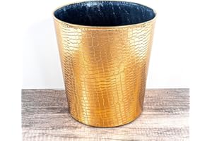 keivmlvt Corbeille à papier Poubelle 10 litres en cuirs - l'artisanat -Convient à la chambre à coucher, au bureau (doré)