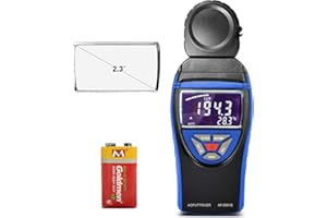 AOPUTTRIVER AP-8801B Medidor de Luz hasta 400,000Lux Medidor Iluminación Exposímetro con Retención de Datos+Máx/Mín+Almacenamiento de Datos+Selección Lux/FC+Temperatura Ambiental