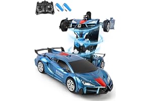 Rumicet Coche Teledirigido Transformers Juguete, 2 in 1 Transformer Coches para Niños, Juguetes Niños, Rotación de 360° Coches Juguete con luz LED, Regalos Navidad para Niños, Niña, Niño