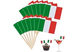MNIIMALUXE 100 Stück Italienische Deko,Italien Flagge,ItalienischeFlagge für Lebensmittel Cupcake Toppers,Deko Italienischer Abend,Italienische Tischdeko,Italien Deko,Cocktail Spieße,Zahnstocher Flaggen