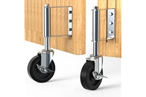 HOLKIE Rueda de puerta resistente de 100 mm rueda con muelle para puerta ruote giratoria para portón de madera y valla capacidad 100 kg Plata (2 piezas)