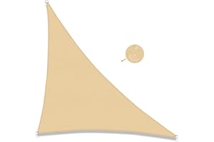 SUNNY GUARD Tenda a Vela Triangolare 5x5x7m Impermeabile,Vela ombreggiante parasole Protezione Raggi UV per Giardino Esterno terrazza,Sabbia