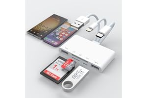 MTAKYA 【Apple MFi Certified】 Multi 5-in-1 SD TF Memory Card Reader with SD/Micro SD/SDHC/SDXC/MMC，Lightning+Type C+USB A OTG Adapter for iPhone/iPad/Android/MacBook/PC/Tablet/Camera/Hard Disk/Flash Drive