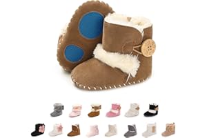 EDOTON Bébé Bottillons avec Bouton Conception Doux Bas Antidérapant Unique Bambin Neige Bottes l'hiver Chaud des Chaussures