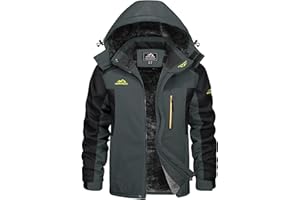 KEFITEVD Veste de Ski d'hiver Imperméable pour Homme Polaire Snowboard Vestes Pêche Randonnée Manteau avec Capuche Amovible