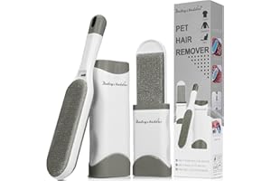 Bailey & buddies Brosse Anti Poils Animaux Chat & Chien, Brosse de Nettoyage Magique Réutilisable Enlève Poils, Tous les cheveux (lit/vêtements/canapé/Voiture), Gris