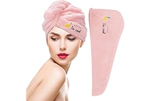 QINCLING Haarturban, Microfiber Towel Hair Haar Tuch Schnell Trocknend Haartrockentuch Damen Haarhandtuch Turban Handtuch Rosa Mit Knopf Turban Handtuch Kopfhandtuch Trockene Haarkappe Für Lange Haare Kinder