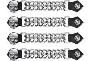 Dream Apparel Faux Leather Motorcycle Vest Extender for Men Biker Double Diamond Cut Chrome Chain 4PCS Per Set