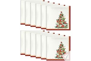 Arquiel Tovaglioli Natale Set Di 12, Tovaglioli Cedro Natale Albero Rosso Di Stoffa 100% Cotone Riutilizzabili Morbido Tovaglioli Da Tavola Perfetto Per Feste,Festival, Ristoranti(45 cm x 45 cm)