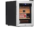 NewAir 250 Count Electric Cigar Humidor Wineador in Stainless Steel, Spanish Dear Shelves, Thermoelectric Cooling with Precision Digital Touch Temperature Controls