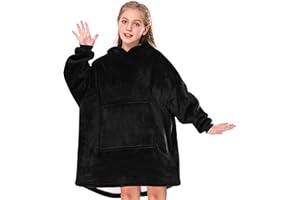 Gentlewarm Blanket Hoodie for Kids, Oversized Blanket Hoodie for Girls Boys, Wearable Blanket Hoodie Sweatshirt, Super Soft Sherpa Fleece Dressing Gown Throw Hooded Rob with Pocket